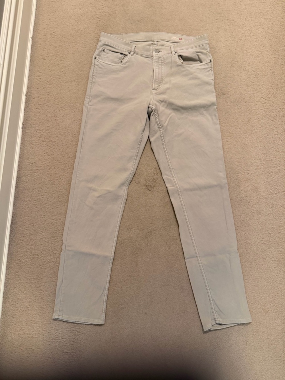Faherty Men's Slim Straight Jeans in Light Gray